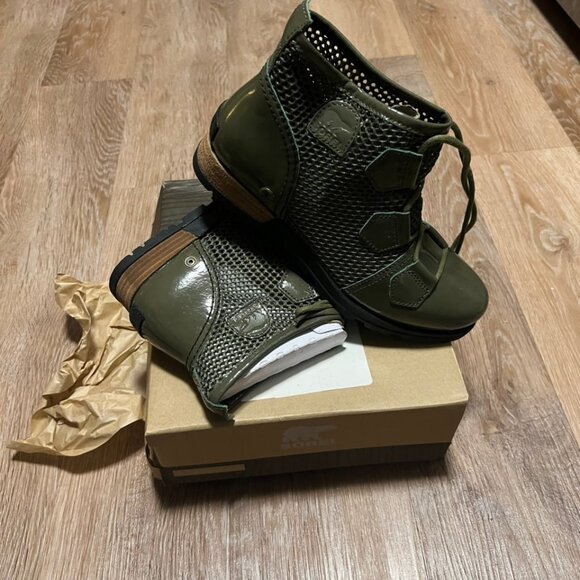 Sorel Major Lace Boots Nori Green Patent Mesh Women's Size 7 - Picture 11 of 16